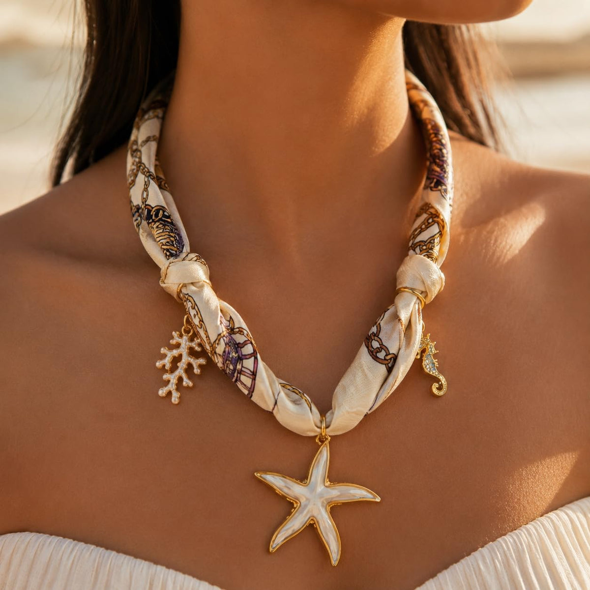 Sushee Starfish Scarf Necklace | Beach Jewellery