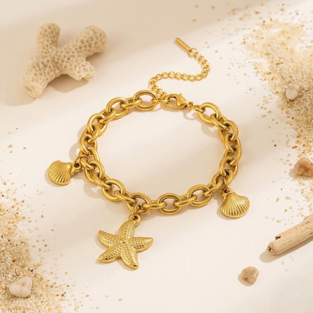 Sushee Anti Tarnish Starfish Charm Bracelet for Women |