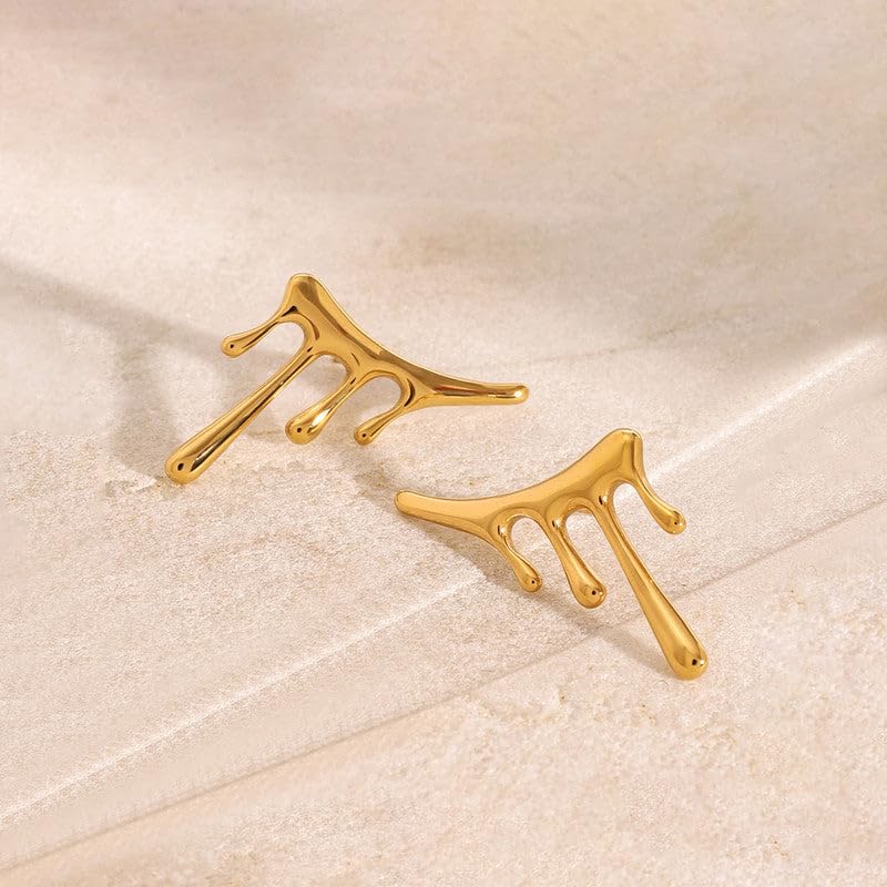 SUSHEE Gold Plated Anti Tarnish Stainless Steel Irregular Stud Earrings for Women
