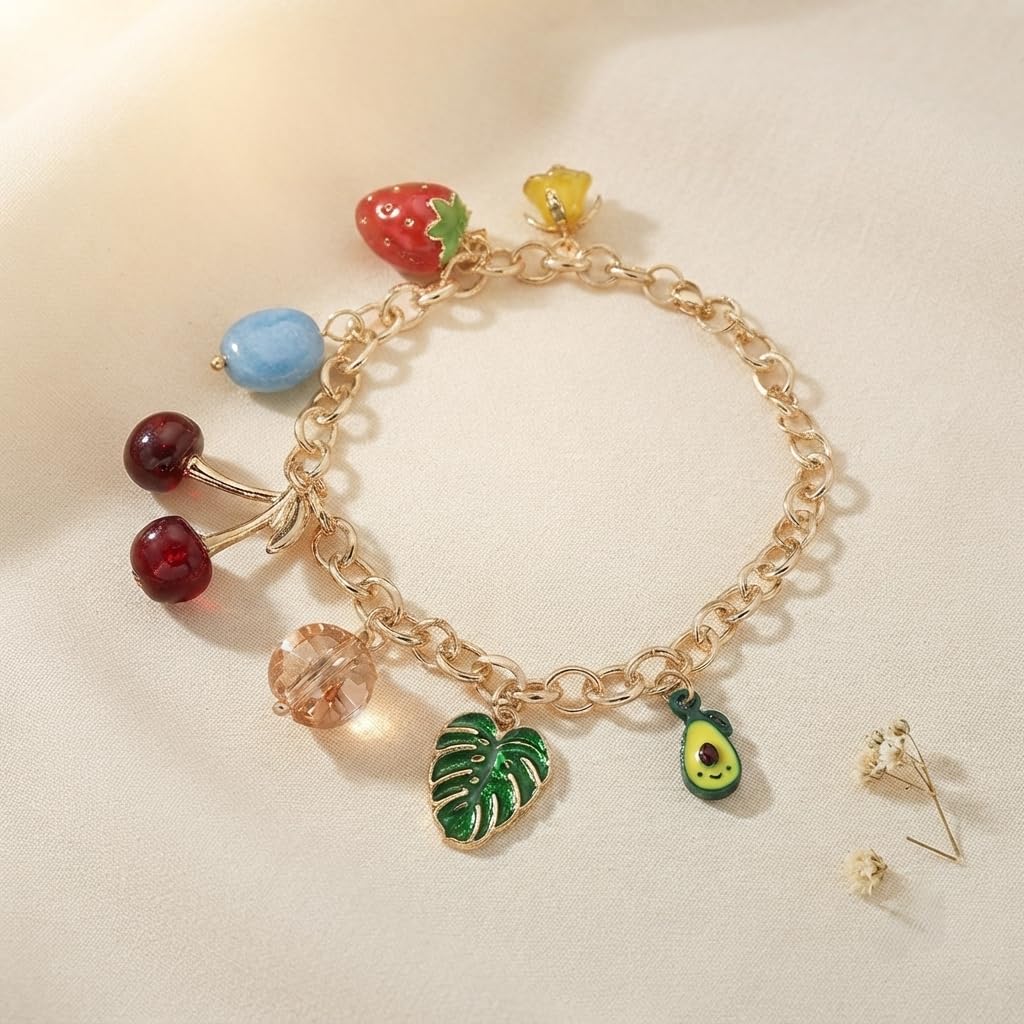 Sushee Tropical Fruit Avocado Charm Bracelet