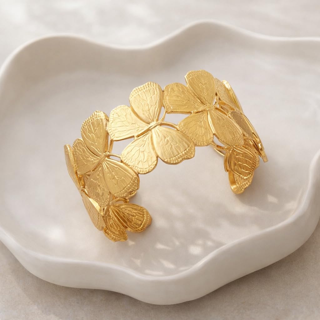 Sushee Gold Butterfly Cuff Bracelet for Women