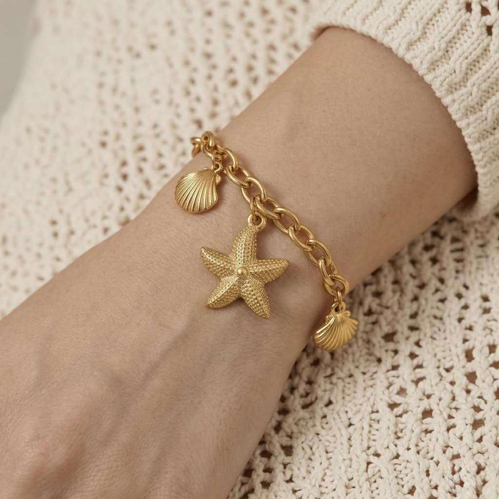 Sushee Anti Tarnish Starfish Charm Bracelet for Women |