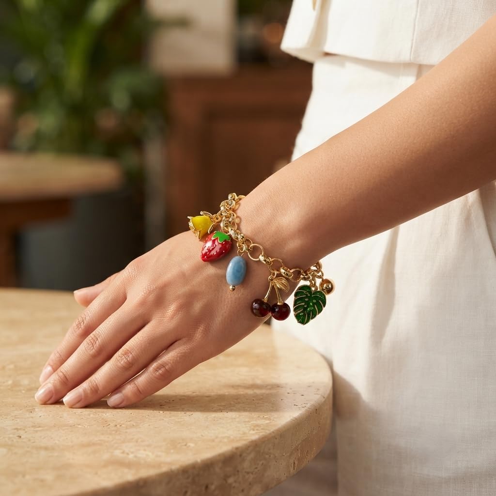 Sushee Tropical Fruit Avocado Charm Bracelet