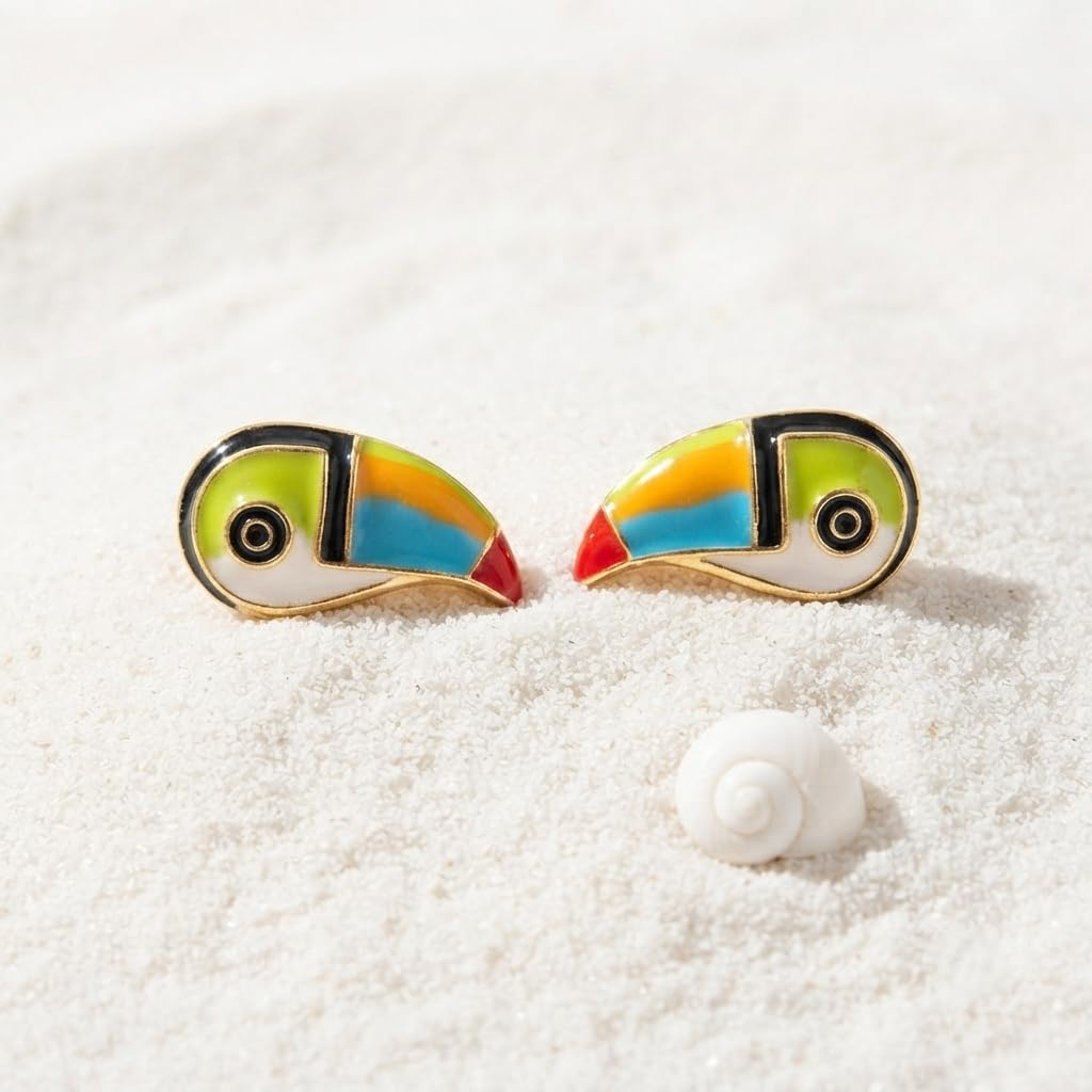 Sushee Toucan Bird Stud Earrings
