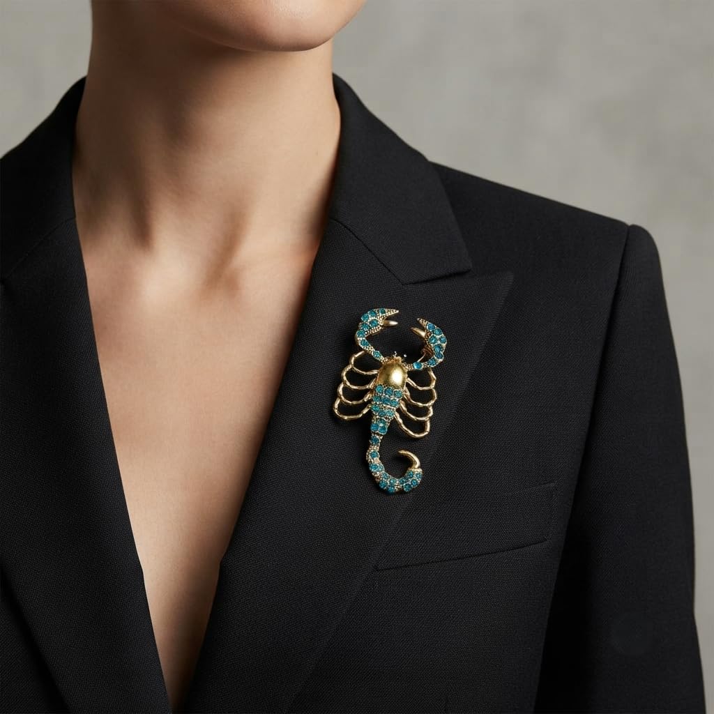 SUSHEE Scorpion Brooch for Women Gold Tone Crystal Fashion Pin