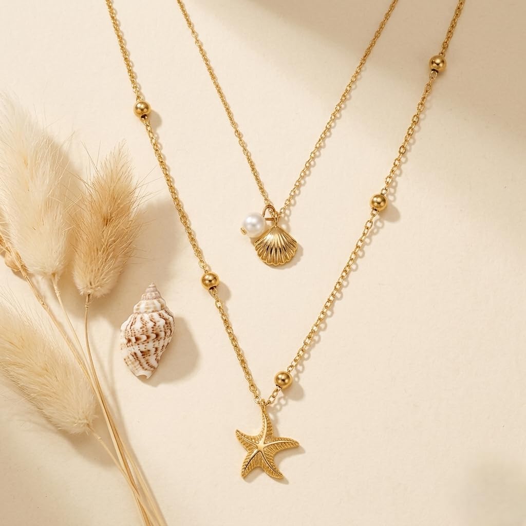 Sushee Anti Tarnish Layered Starfish Necklace for Women