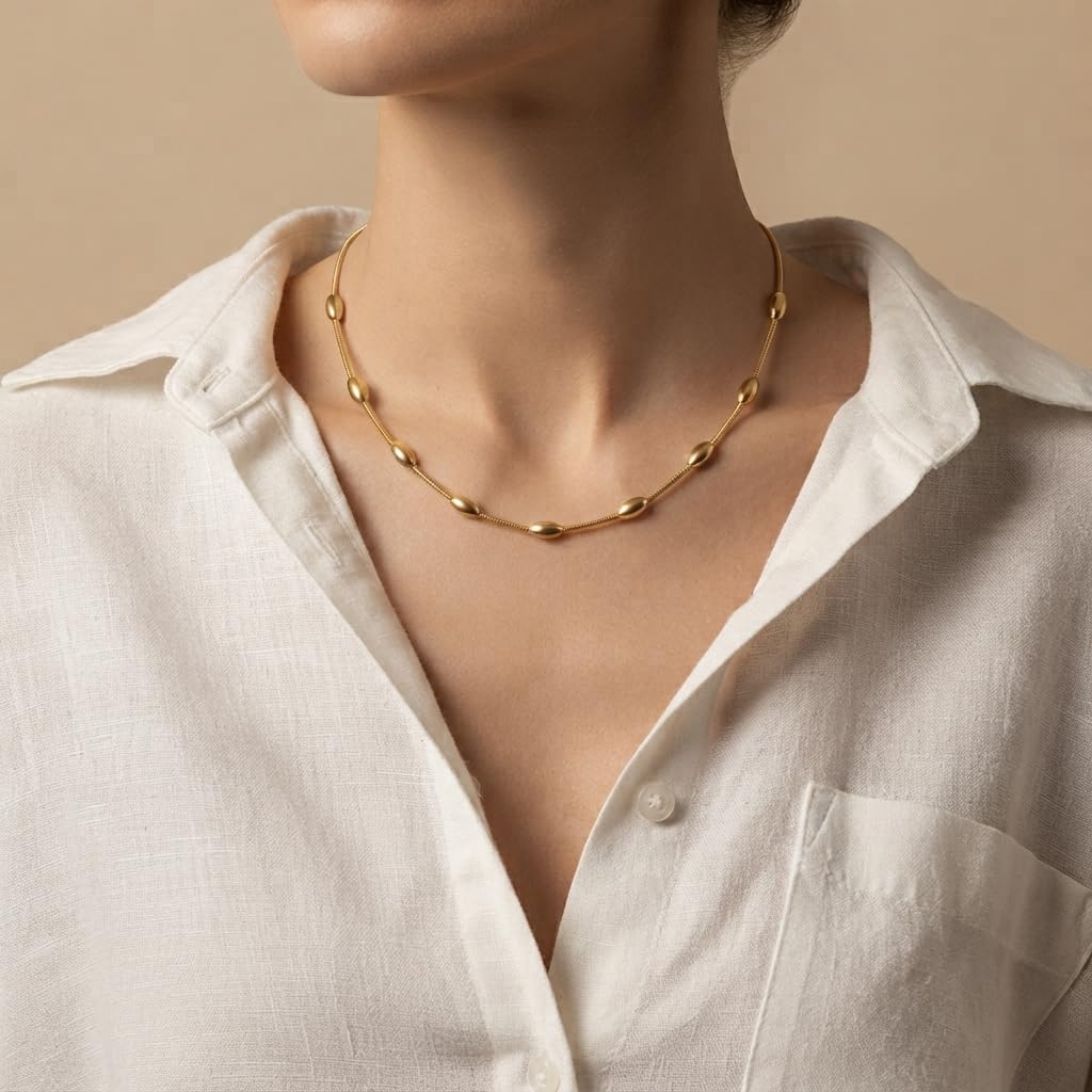 Sushee Gold Beaded Wraparound Chain Bracelet