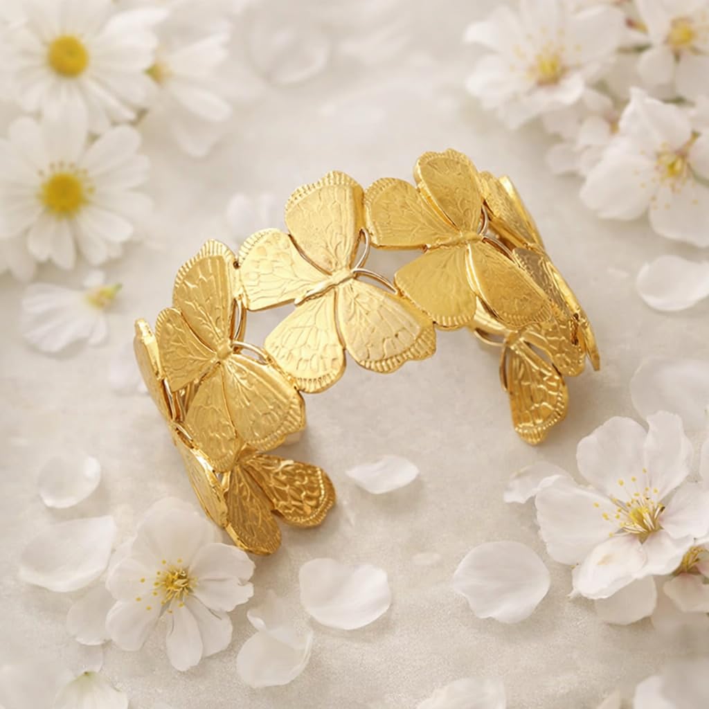 Sushee Gold Butterfly Cuff Bracelet for Women
