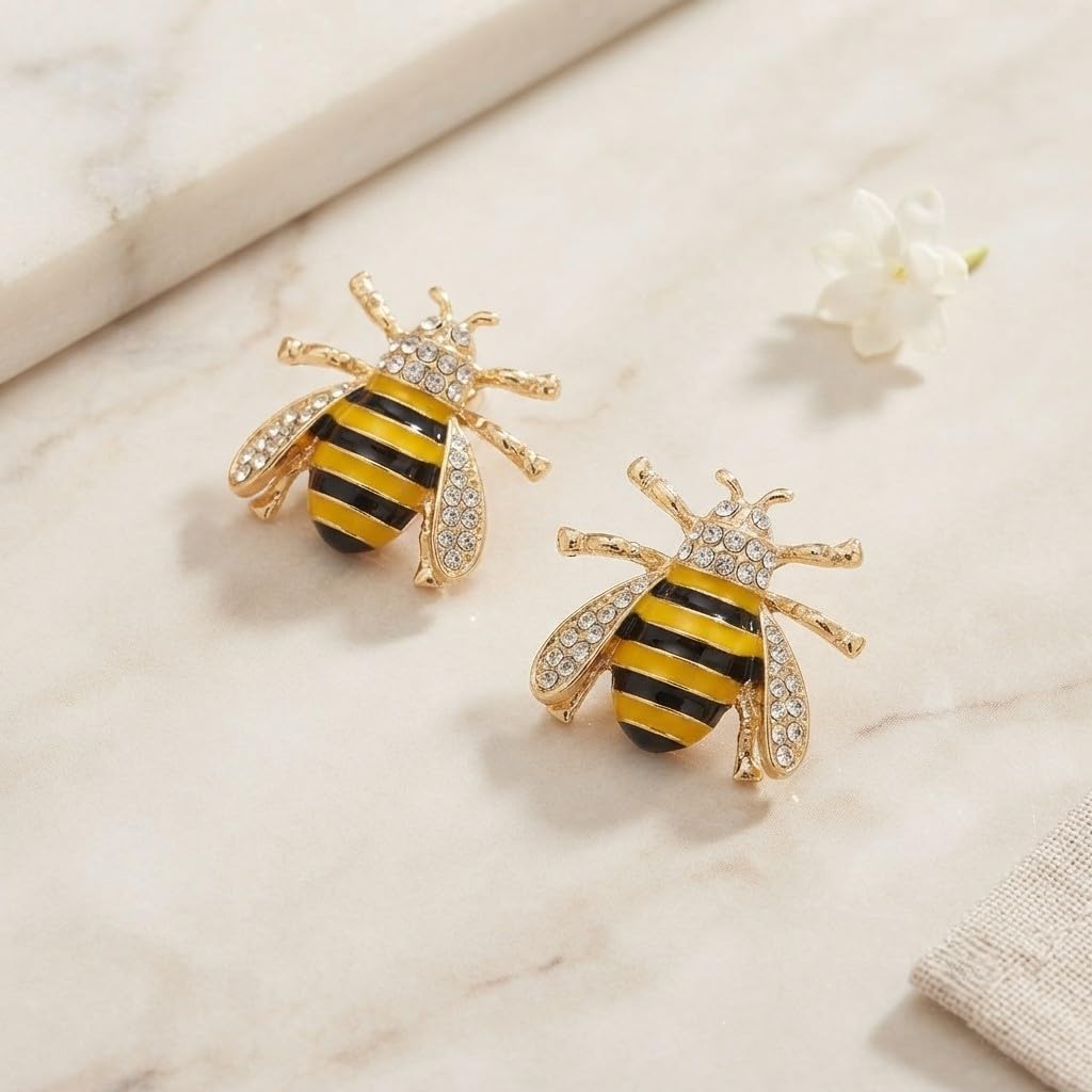 SUSHEE Bee Enamel Stud Earrings