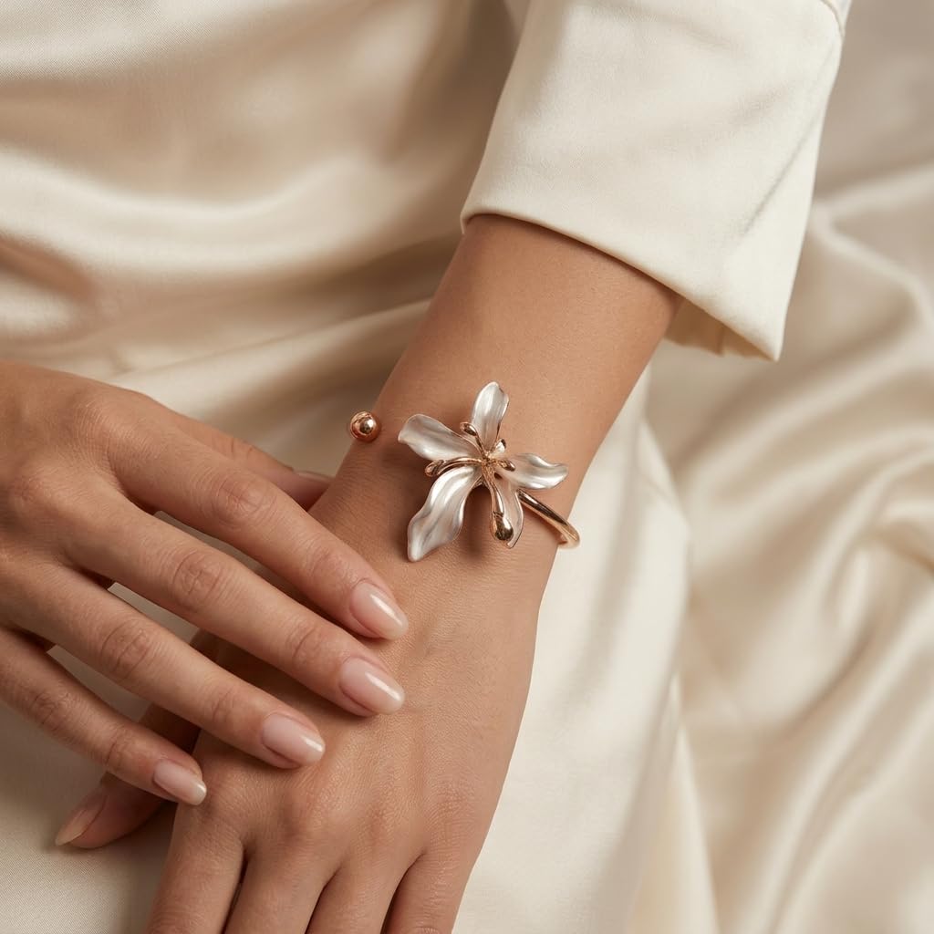 Sushee Turkish Flower Cuff Bracelet for Women