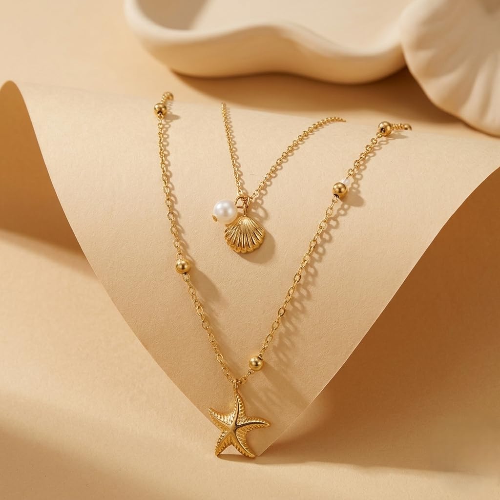 Sushee Anti Tarnish Layered Starfish Necklace for Women