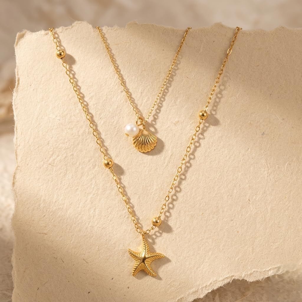 Sushee Anti Tarnish Layered Starfish Necklace for Women