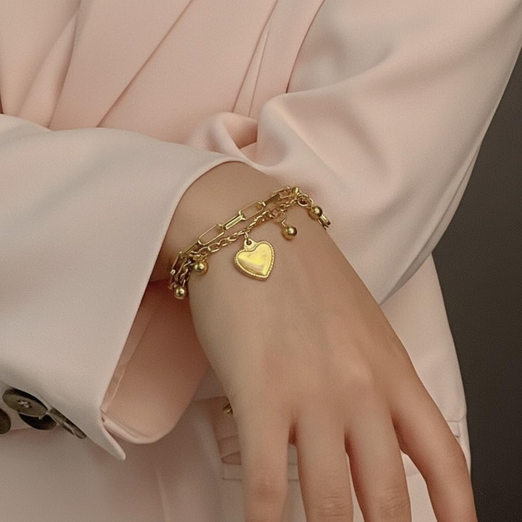 Sushee Stainless Steel Hearts All Over Bracelet for Women - Jewellery Gift for Girls & Women, Waterproof Anti Tarnish Bracelets