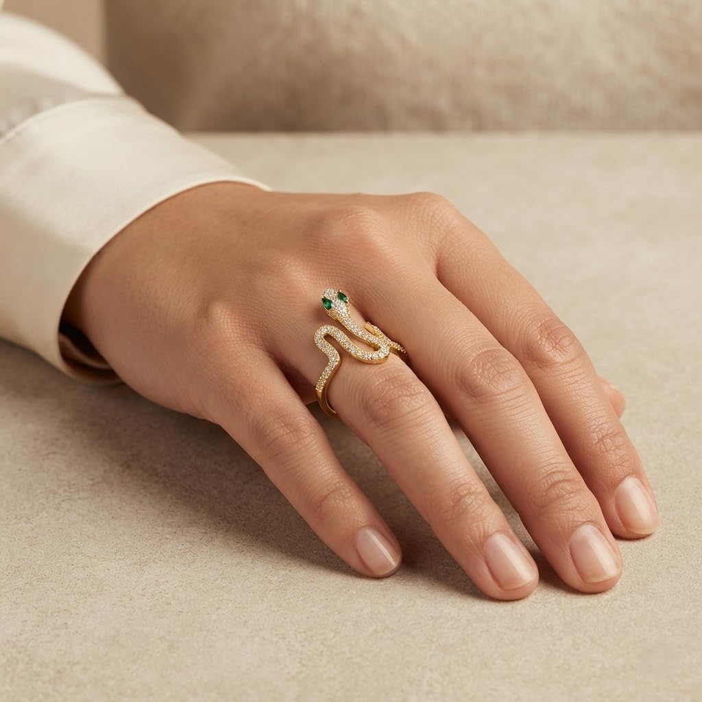 Sushee Snake Ring for Women | Adjustable Serpent Stylish Ring