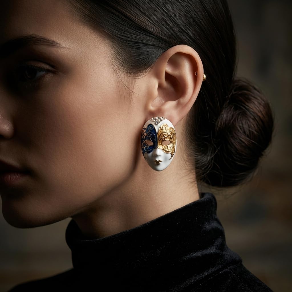 Sushee Venetian Mask Stud Earrings
