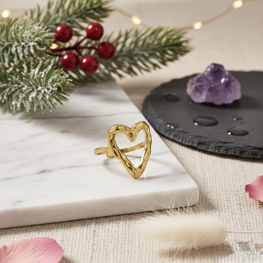 Sushee Textured Heart Design Ring for Women