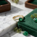 Sushee Emerald Glow Adjustable Ring for Women Anti Tarnish Stainless Steel Green Stone Solitaire Ring