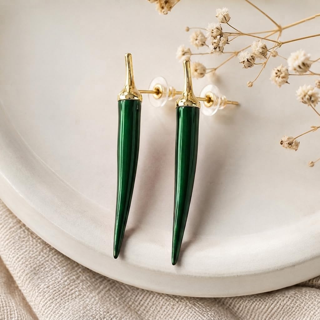 Yellow Chilli Drop Earrings Gold Tone Statement Dangle for Women