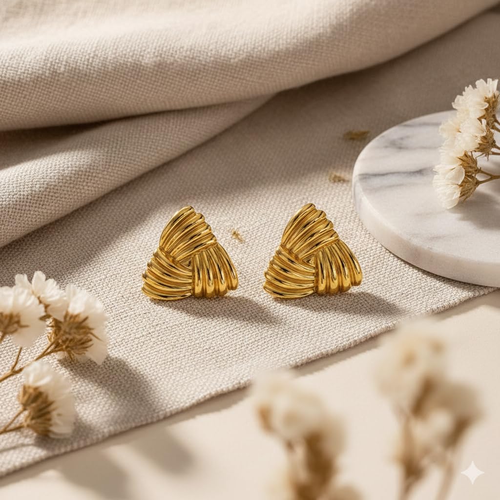 SUSHEE Gold Knot Stud Earrings for Women