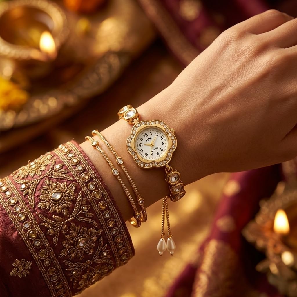 Sushee Women's Kundan Bracelet Watch