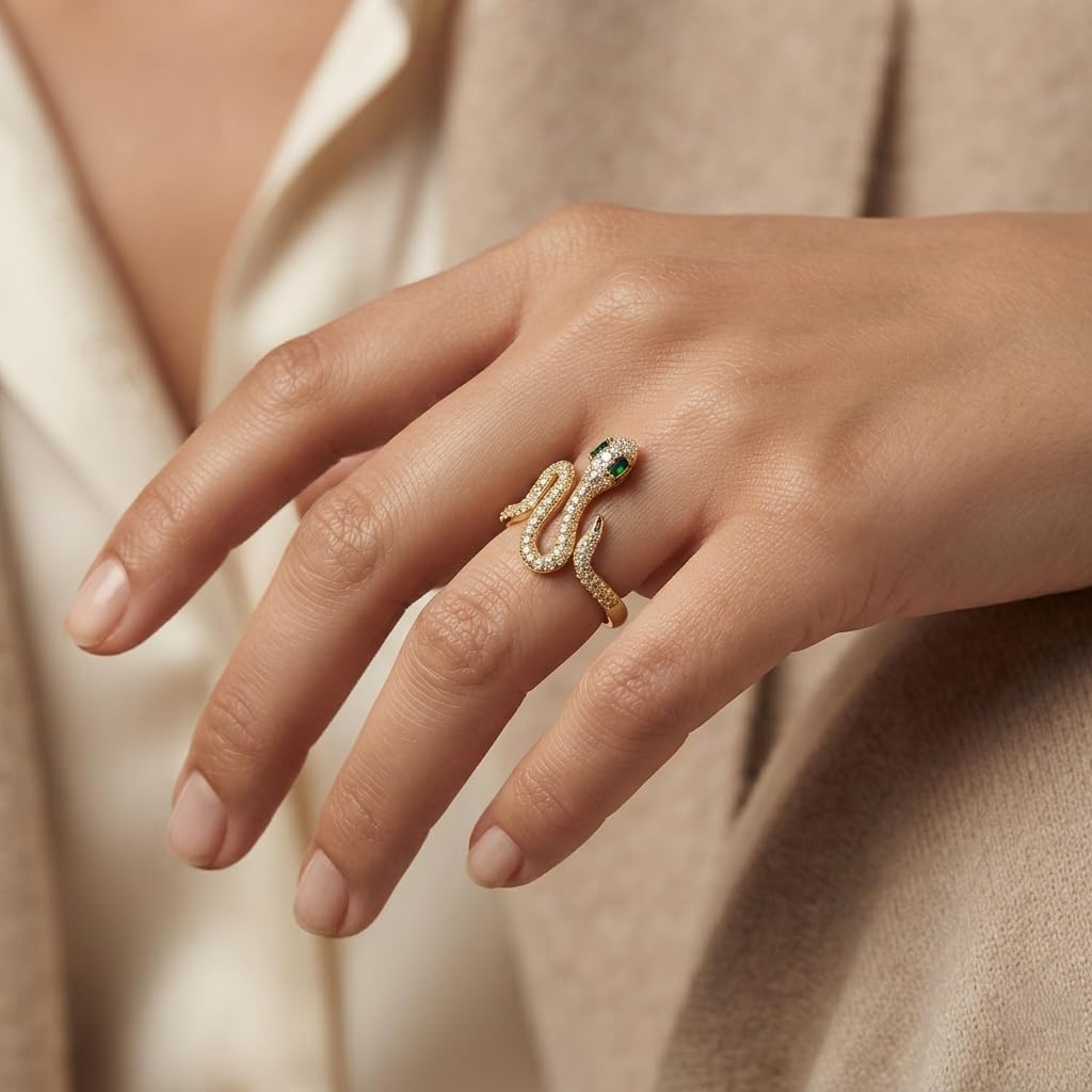 Sushee Snake Ring for Women | Adjustable Serpent Stylish Ring