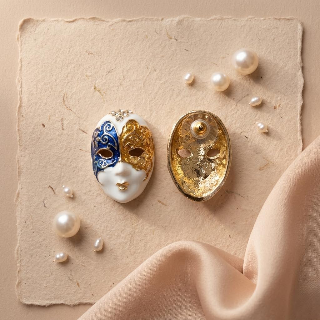 Sushee Venetian Mask Stud Earrings