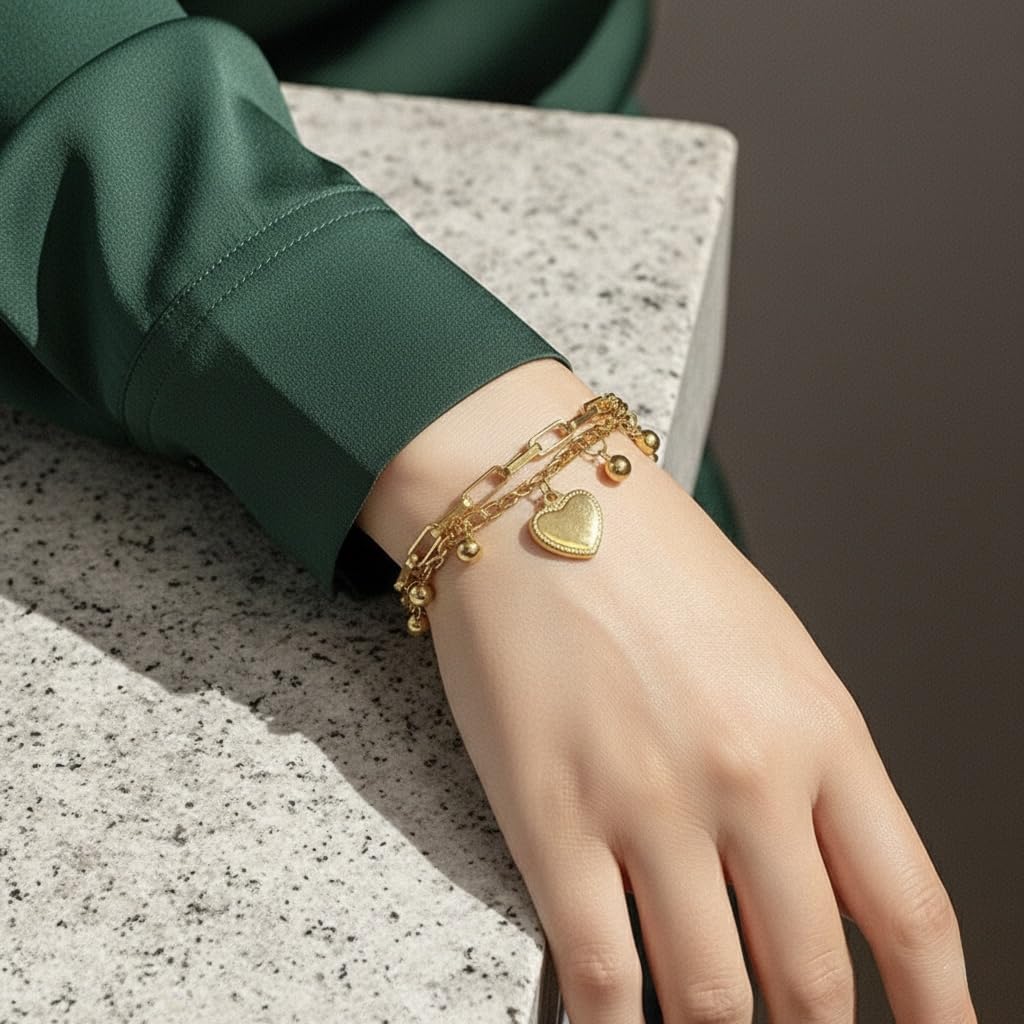 Sushee Stainless Steel Hearts All Over Bracelet for Women - Jewellery Gift for Girls & Women, Waterproof Anti Tarnish Bracelets