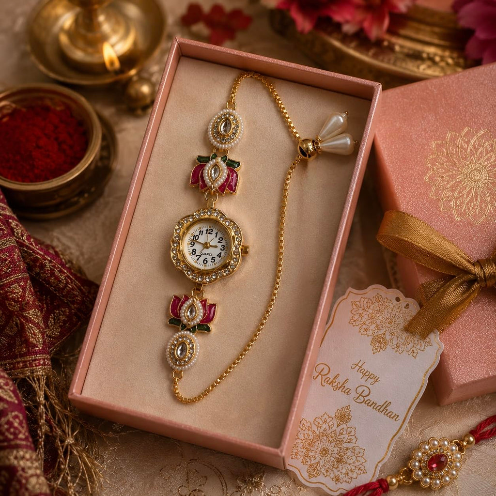 Sushee Pink Lotus Bracelet Watch for Women