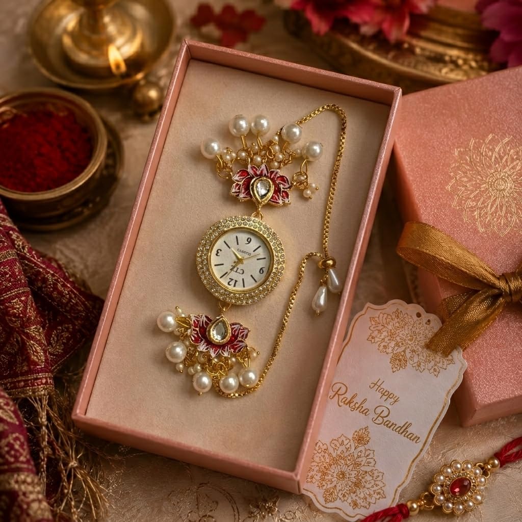 Sushee Red Lotus Bracelet Kashmiri Watch for Women
