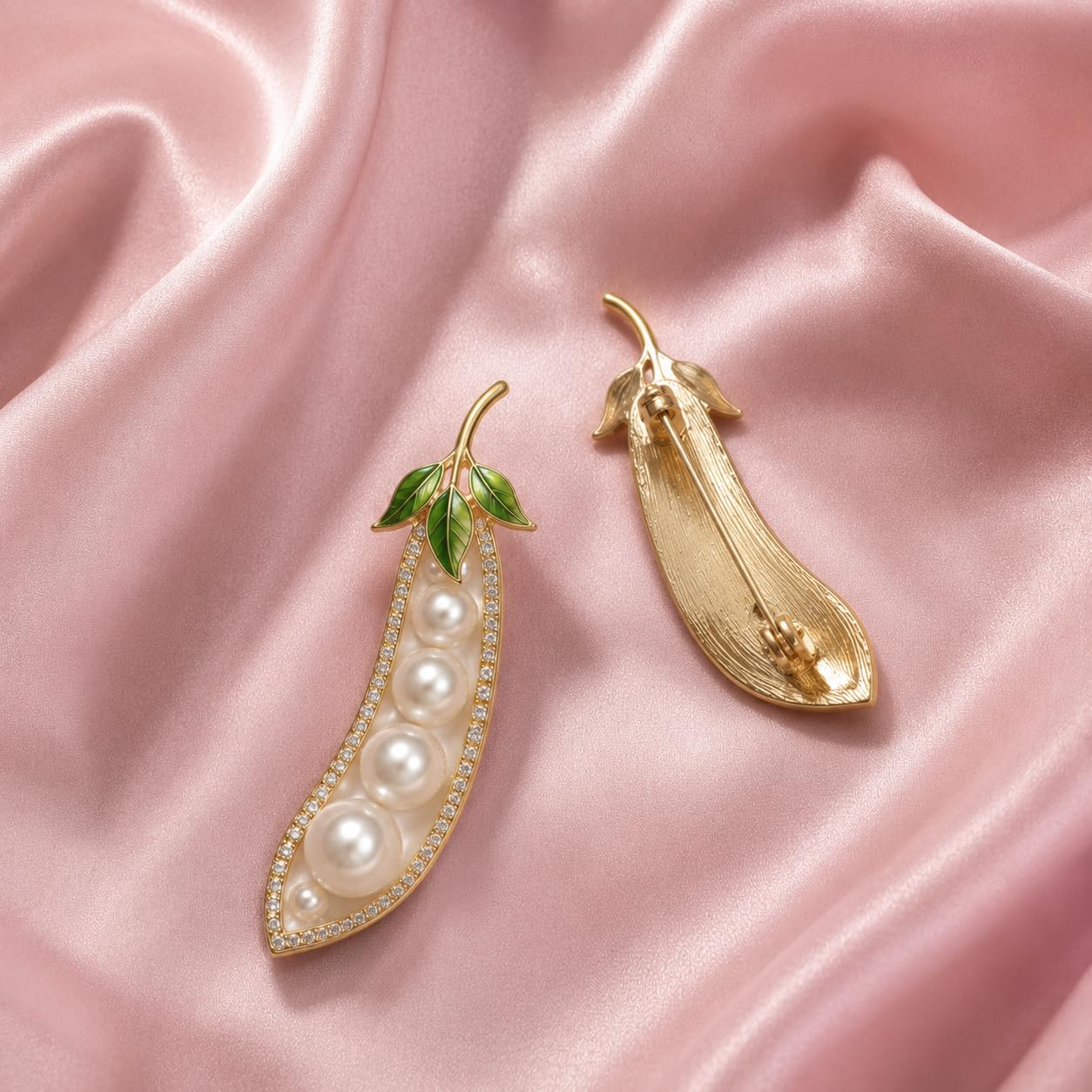 SUSHEE Pearl Pea Pod Brooch Pin for Women