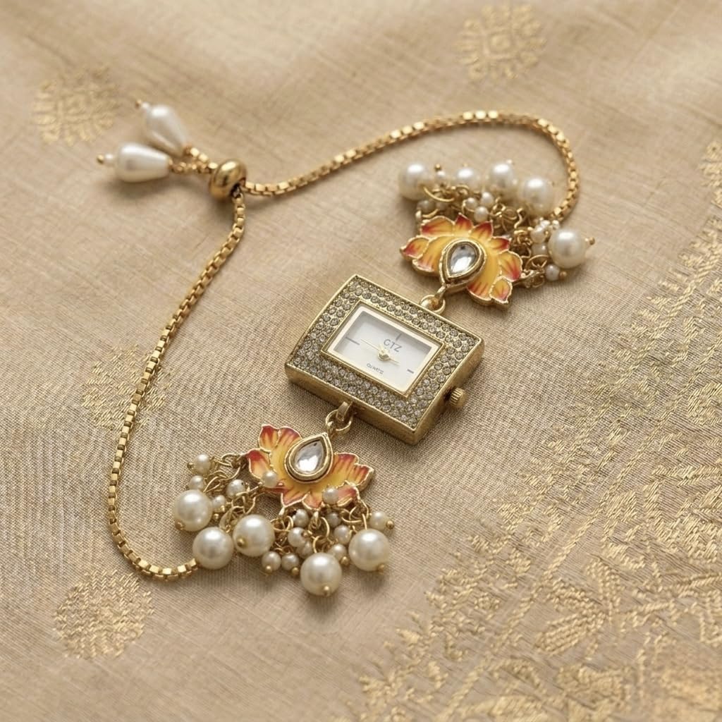 Sushee Yellow Lotus Bracelet Kashmiri Watch for Women