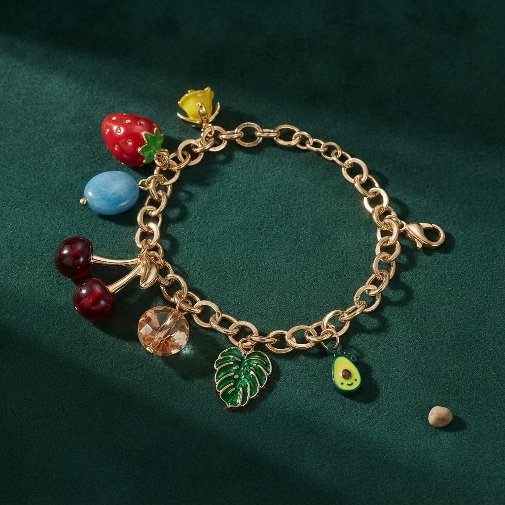 Sushee Tropical Fruit Avocado Charm Bracelet