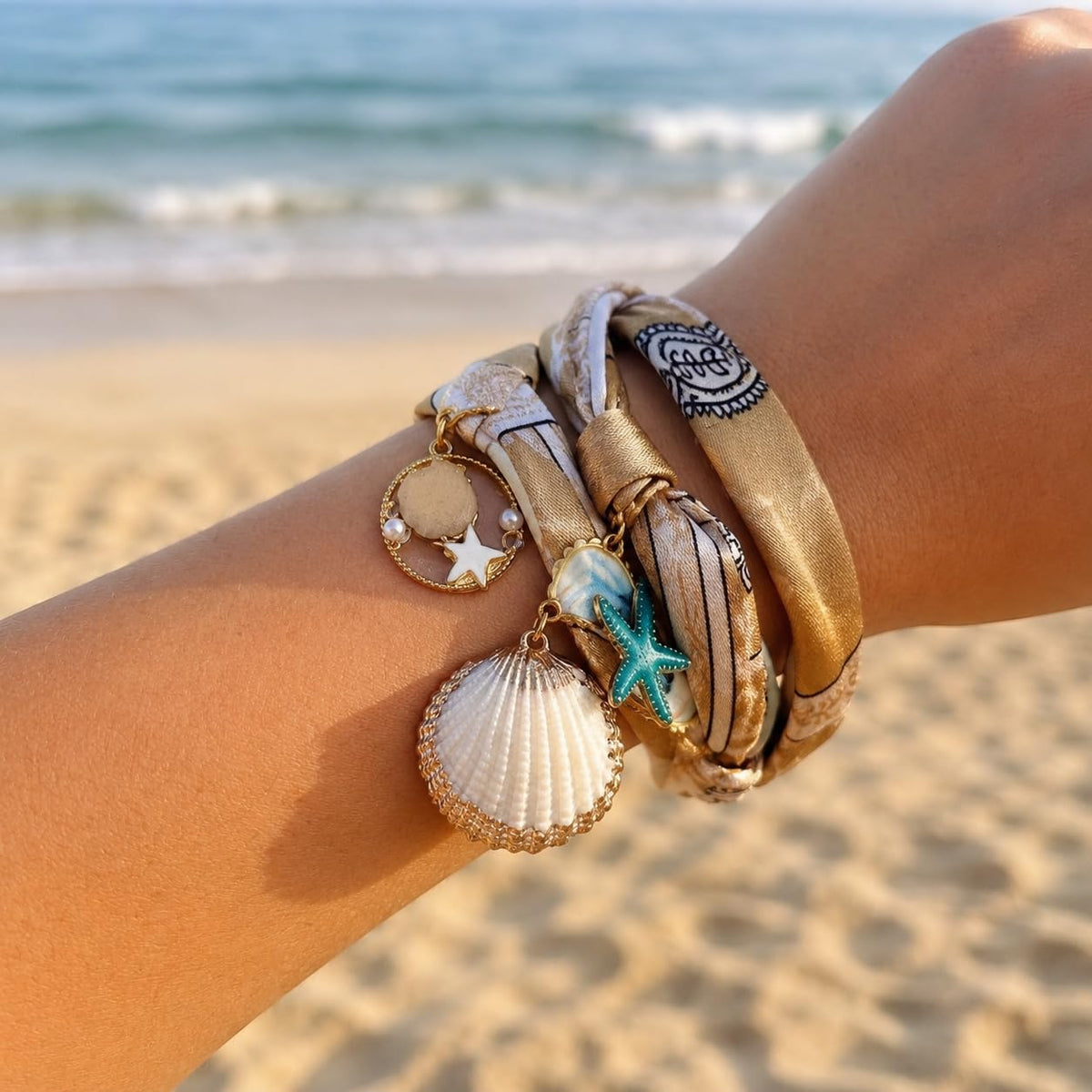 Sushee White Shell Scarf Necklace | Beachy Chic