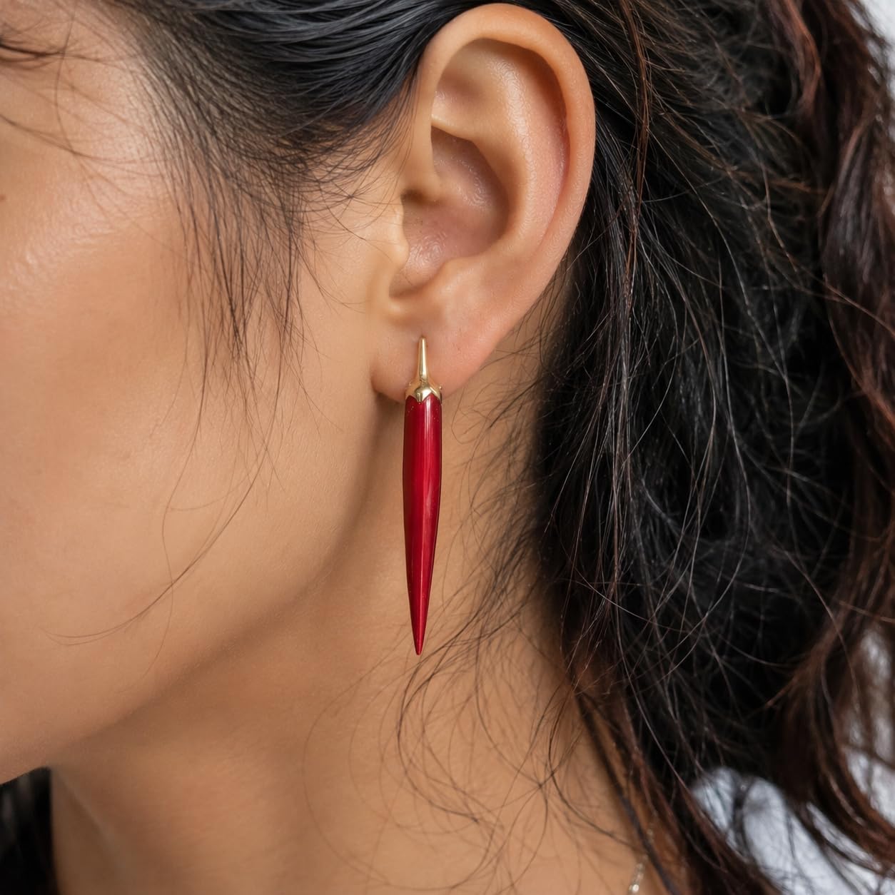 SUSHEE Red Chilli Drop Earrings for Women | Statement Dangle Earrings with Gold Tone Finish