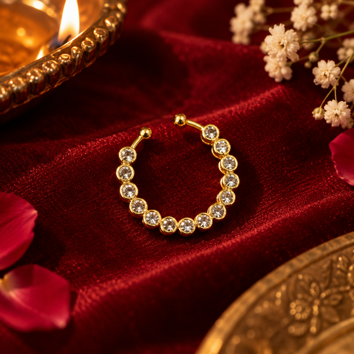 SUSHEE Karwa Chauth Dainty CZ Nose Pin