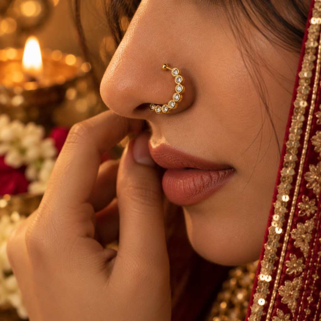 SUSHEE Karwa Chauth Dainty CZ Nose Pin