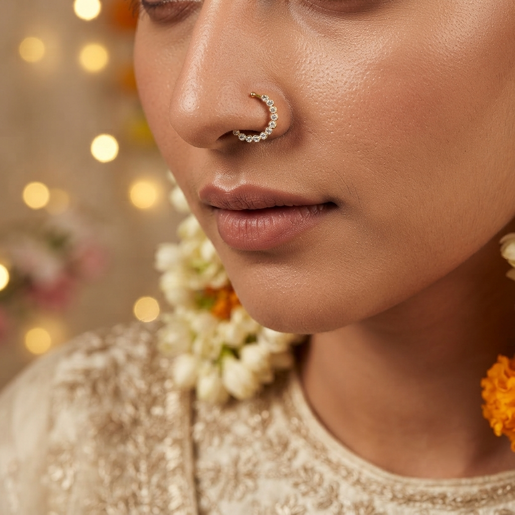 SUSHEE Karwa Chauth Dainty CZ Nose Pin