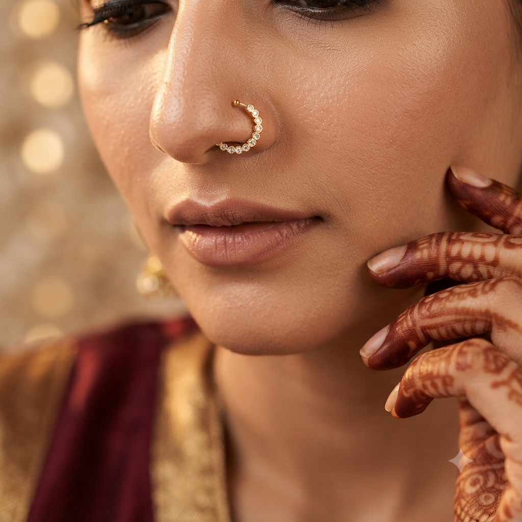 SUSHEE Karwa Chauth Dainty CZ Nose Pin