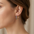 SUSHEE Multicolor Rainbow CZ Hoop Earrings