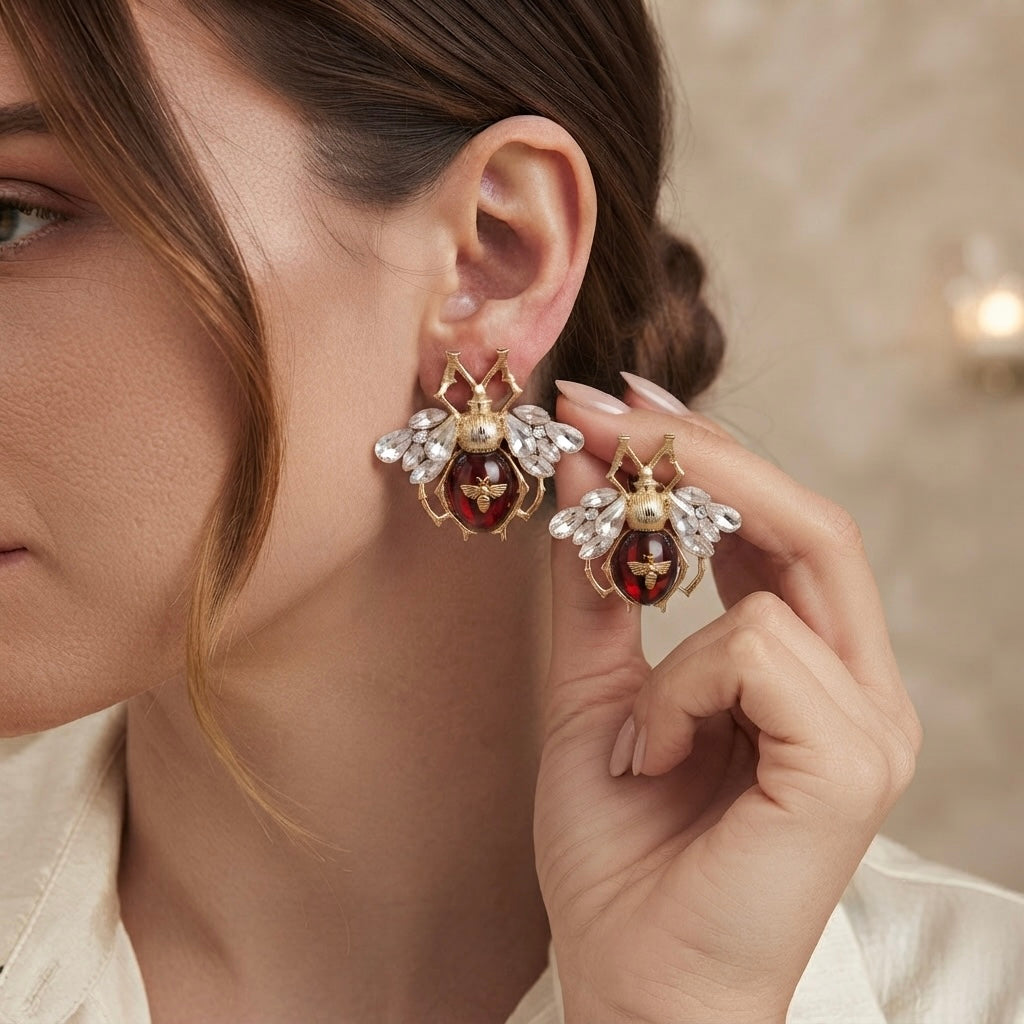 SUSHEE Fly Crystal Statement Earrings