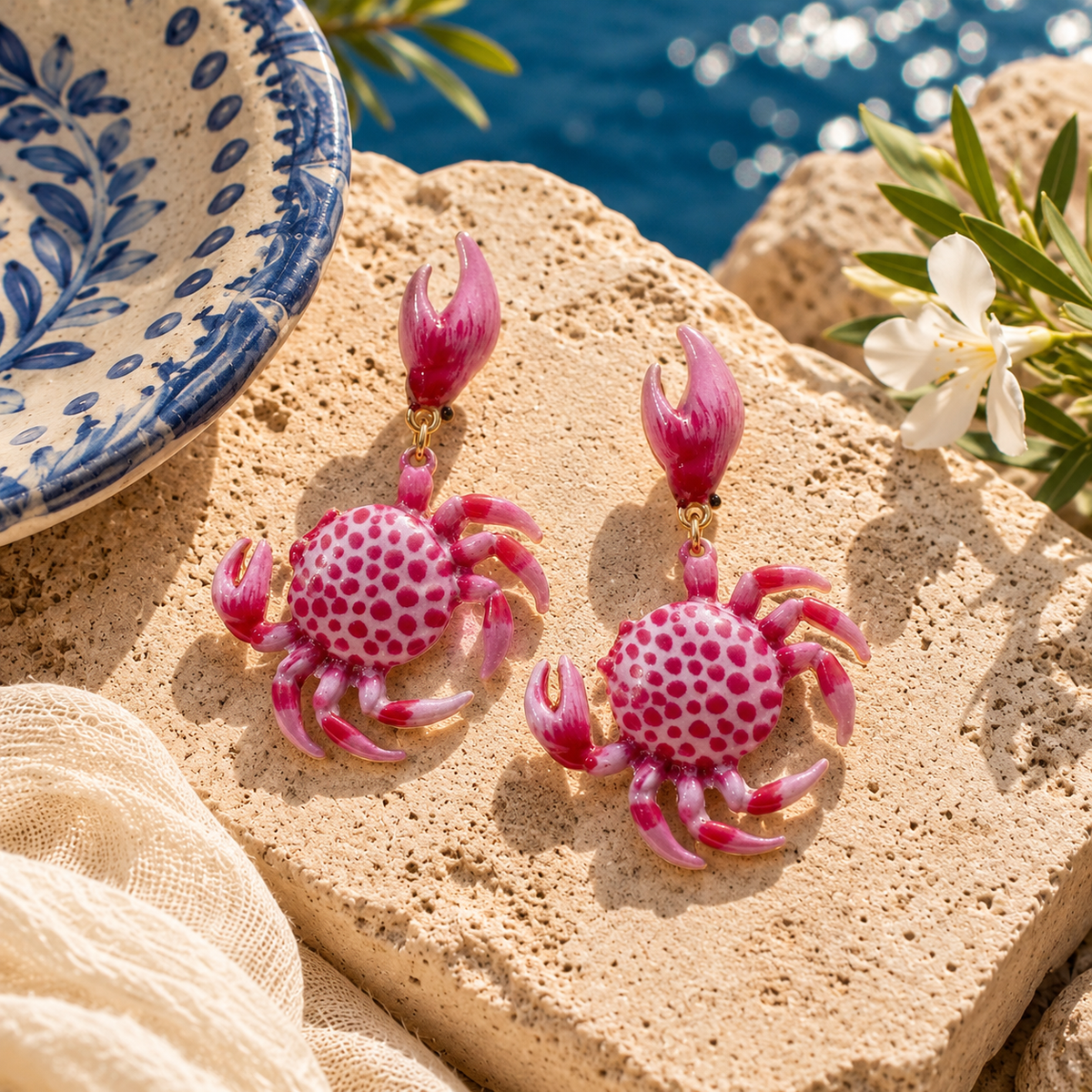 Sushee Pink Claw Statement Earrings