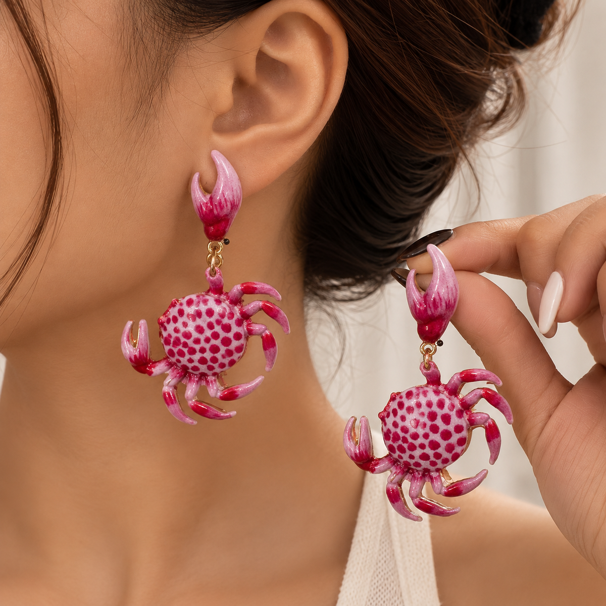 Sushee Pink Claw Statement Earrings