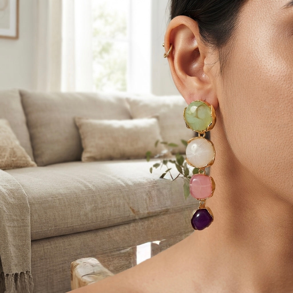 SUSHEE Gem Garden Multicolor Statement Drop Earrings