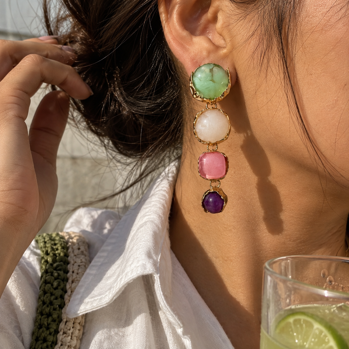 SUSHEE Gem Garden Multicolor Statement Drop Earrings