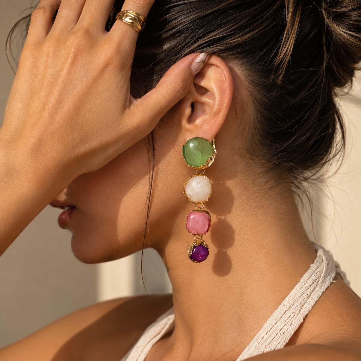 SUSHEE Gem Garden Multicolor Statement Drop Earrings