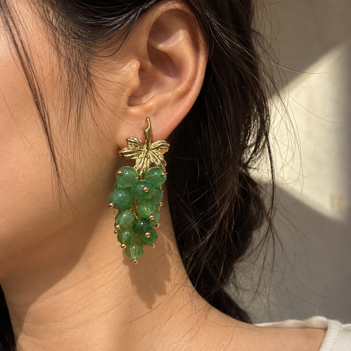 Sushee Green Grape Drop Earrings