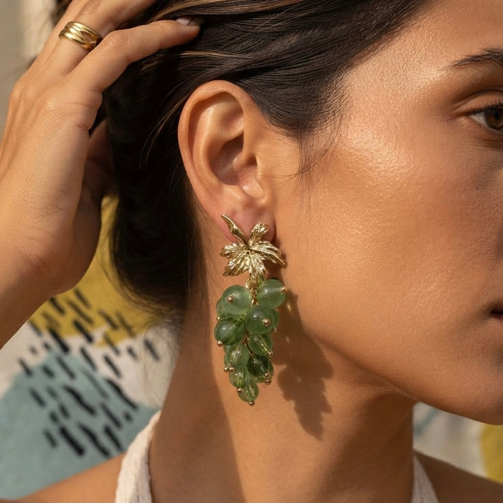Sushee Green Grape Drop Earrings