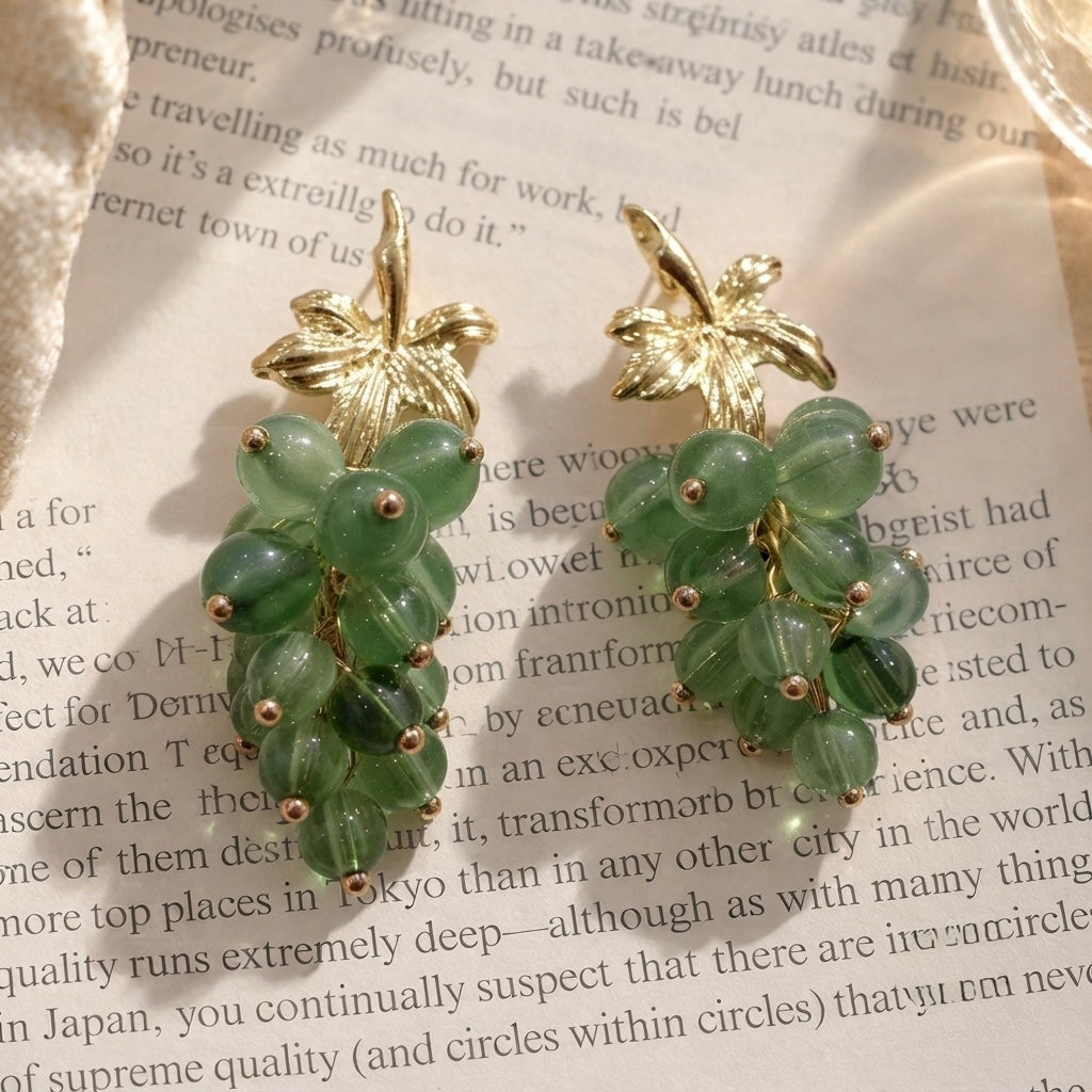 Sushee Green Grape Drop Earrings