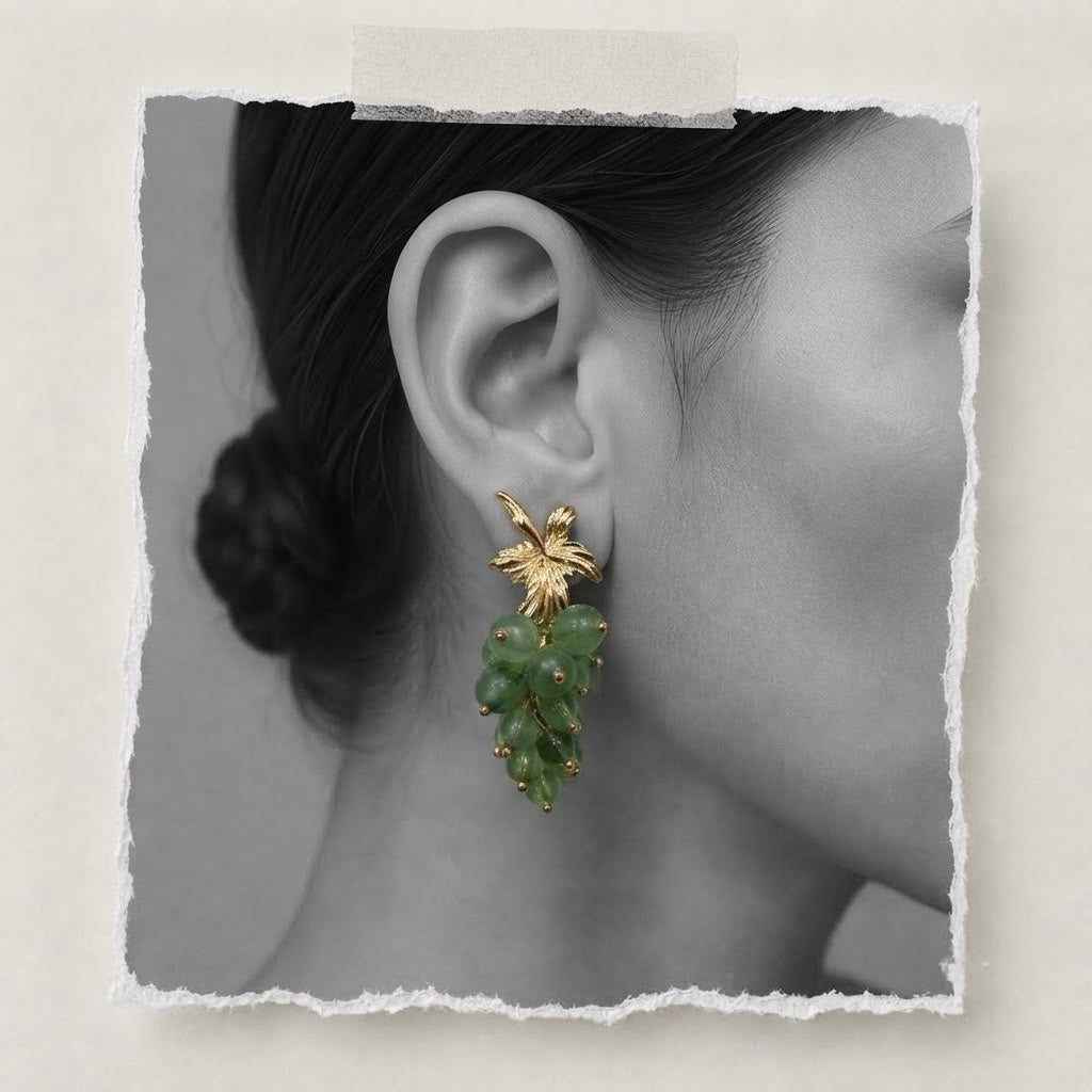 Sushee Green Grape Drop Earrings