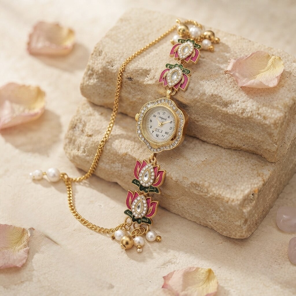 Rajwada Lotus Pearl Watch By Sushee